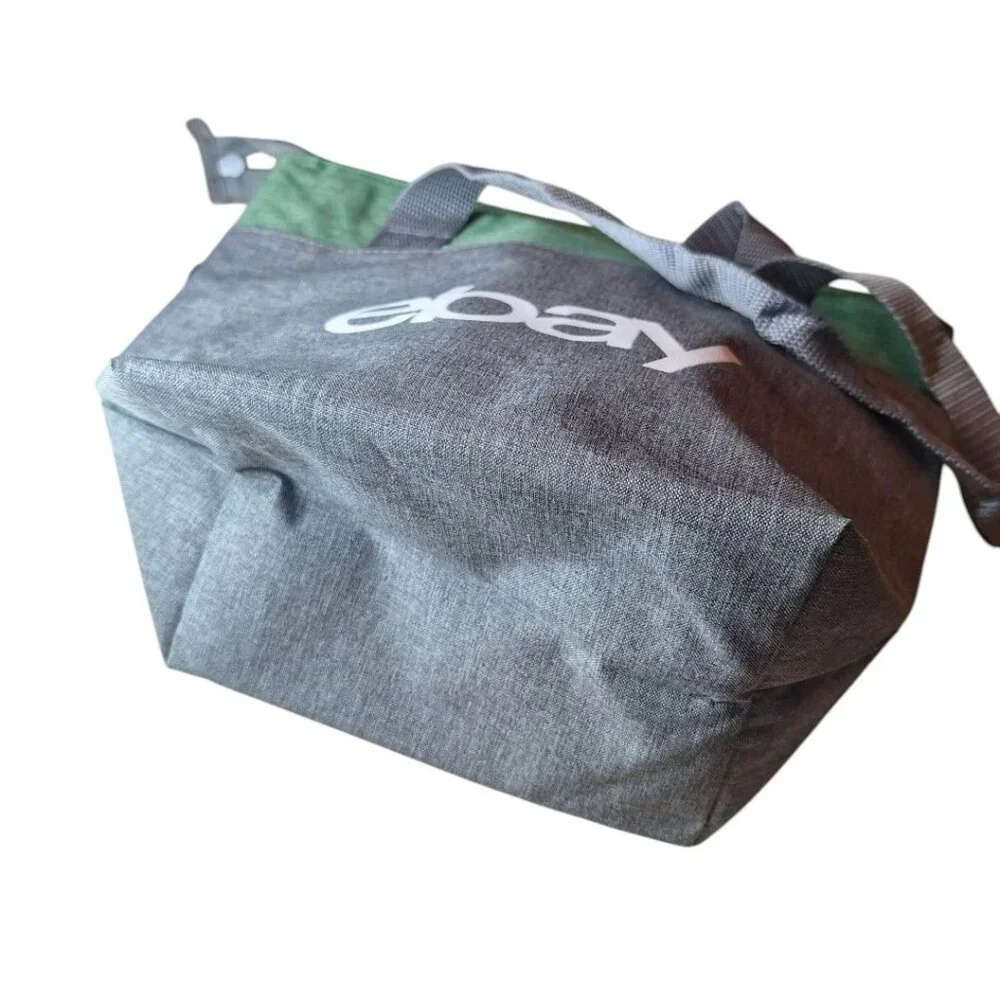 Swag Insulated Lunch Bag Tote Cooler Green Gray‎ Zip 12 x 10 Lightweight